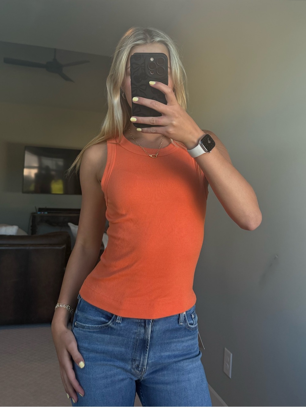 Michael Stars Ribbed Orange Tank